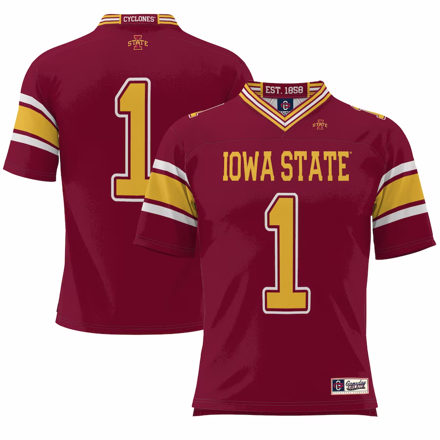 #1 Iowa State Cyclones GameDay Greats Youth Endzone Football Jersey - Cardinal - SUjersey01