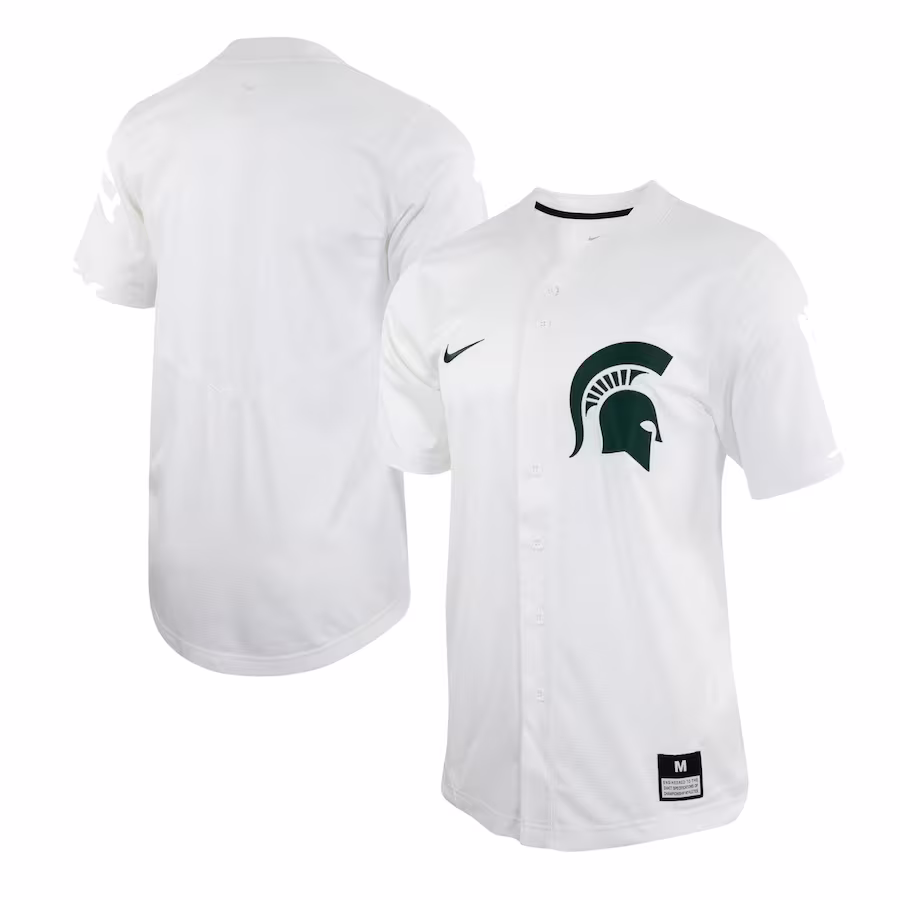 Michigan State Spartans Nike Replica Baseball Jersey - White - SUjersey01