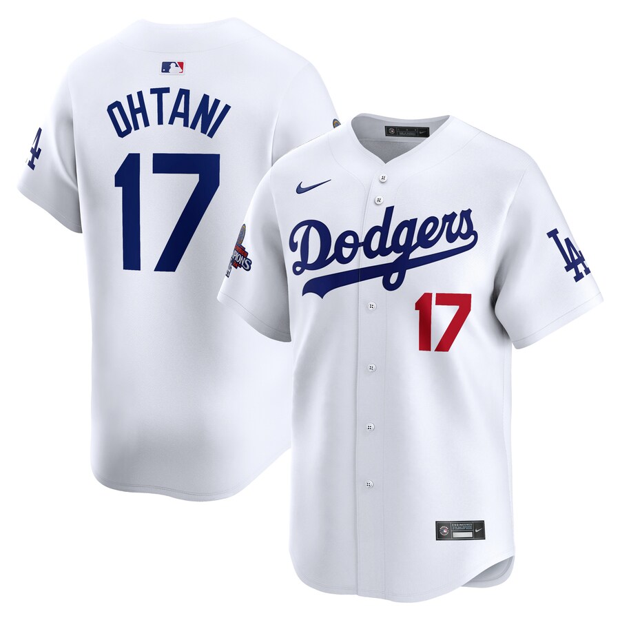 Men's Los Angeles Dodgers Shohei Ohtani Nike White 2024 World Series Champions Home Limited Player Jersey - SUjersey01