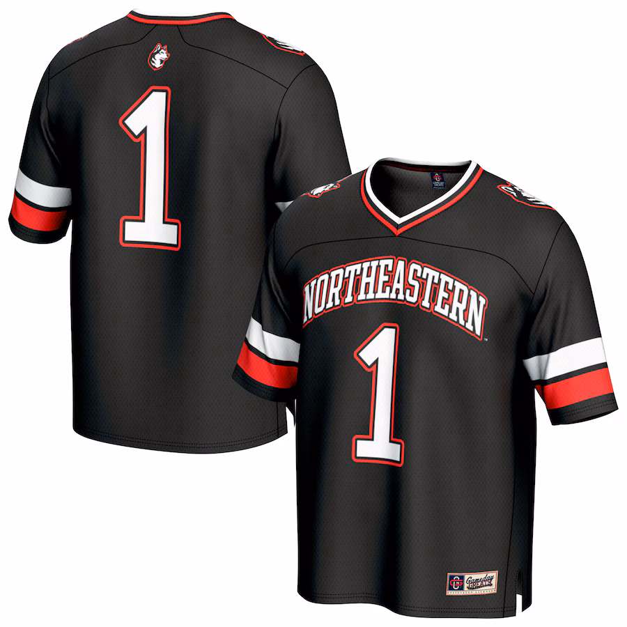 Unisex GameDay Greats #1 Black Northeastern Huskies Lightweight Collegiate Football Fashion Jersey - SUjersey01