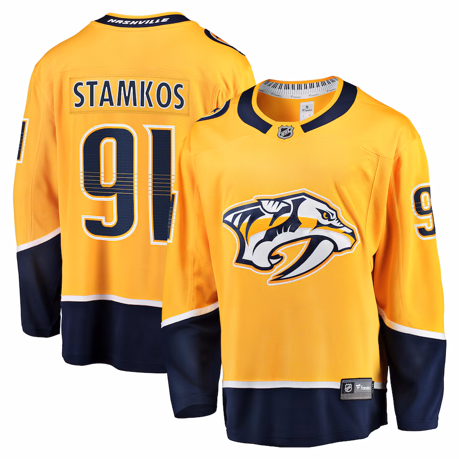 Men's Nashville Predators Steven Stamkos Fanatics Gold Home Premier Breakaway Player Jersey - SUjersey01