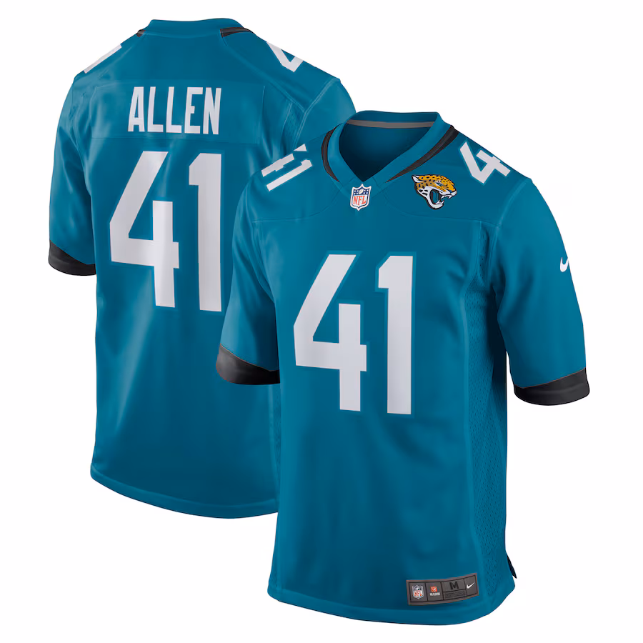 Men's Jacksonville Jaguars Josh Allen Nike Teal Game Jersey - SUjersey01