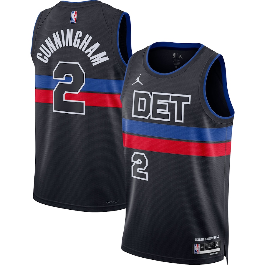 Unisex Detroit Pistons Cade Cunningham Jordan Brand Black Swingman Jersey - Statement Edition - SUjersey01