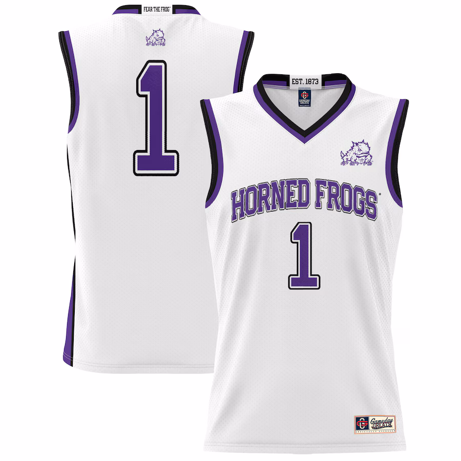 Unisex GameDay Greats #1 White TCU Horned Frogs Lightweight Basketball Jersey - SUjersey01