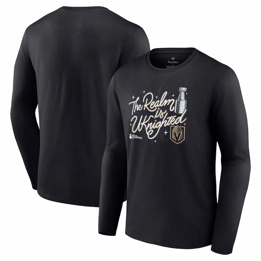 Men's Vegas Golden Knights Fanatics Black 2023 Stanley Cup Champions Celebration Long Sleeve T-Shirt - SUjersey01