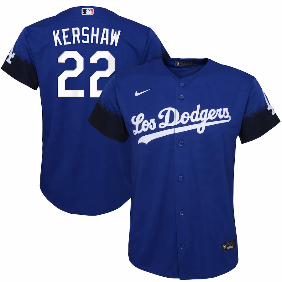Youth Los Angeles Dodgers Clayton Kershaw Nike Royal City Connect Replica Player Jersey - SUjersey01