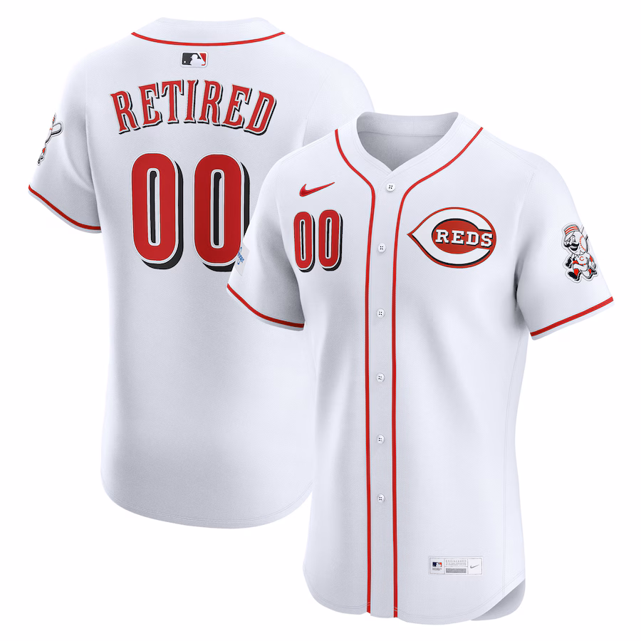 Men's Cincinnati Reds Nike White Home Elite Sponsor Patch Pick-A-Player Retired Roster Jersey - SUjersey01