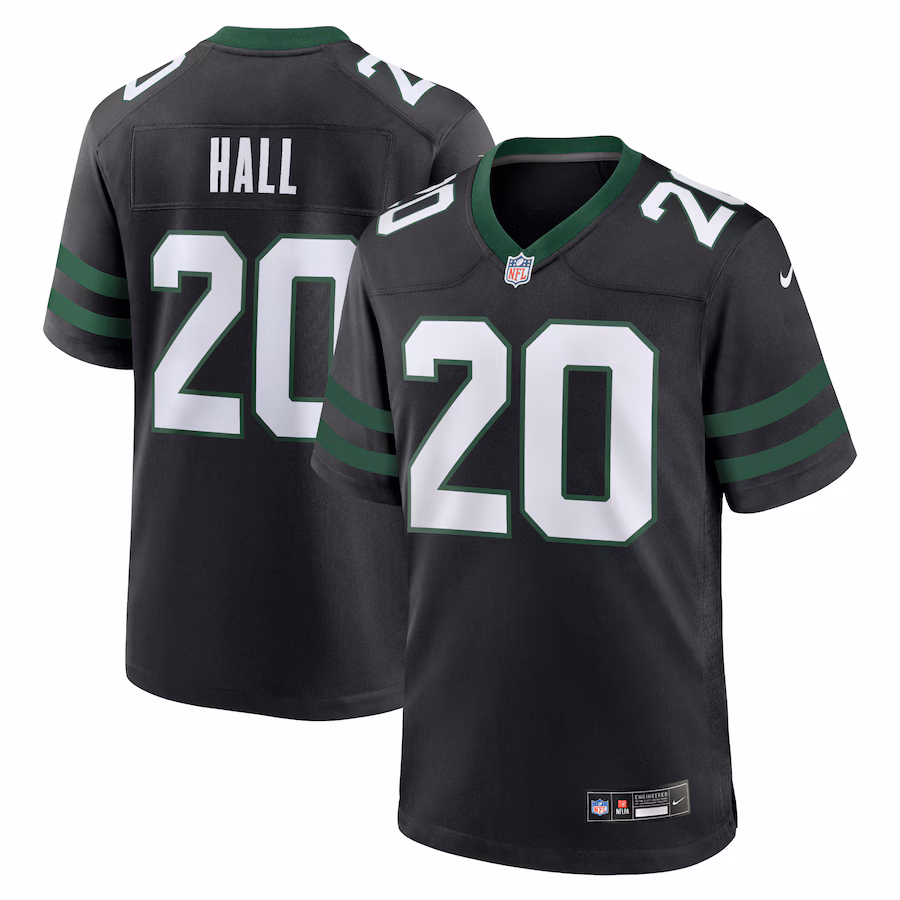 Men's New York Jets Breece Hall Nike Legacy Black Alternate Game Jersey - SUjersey01