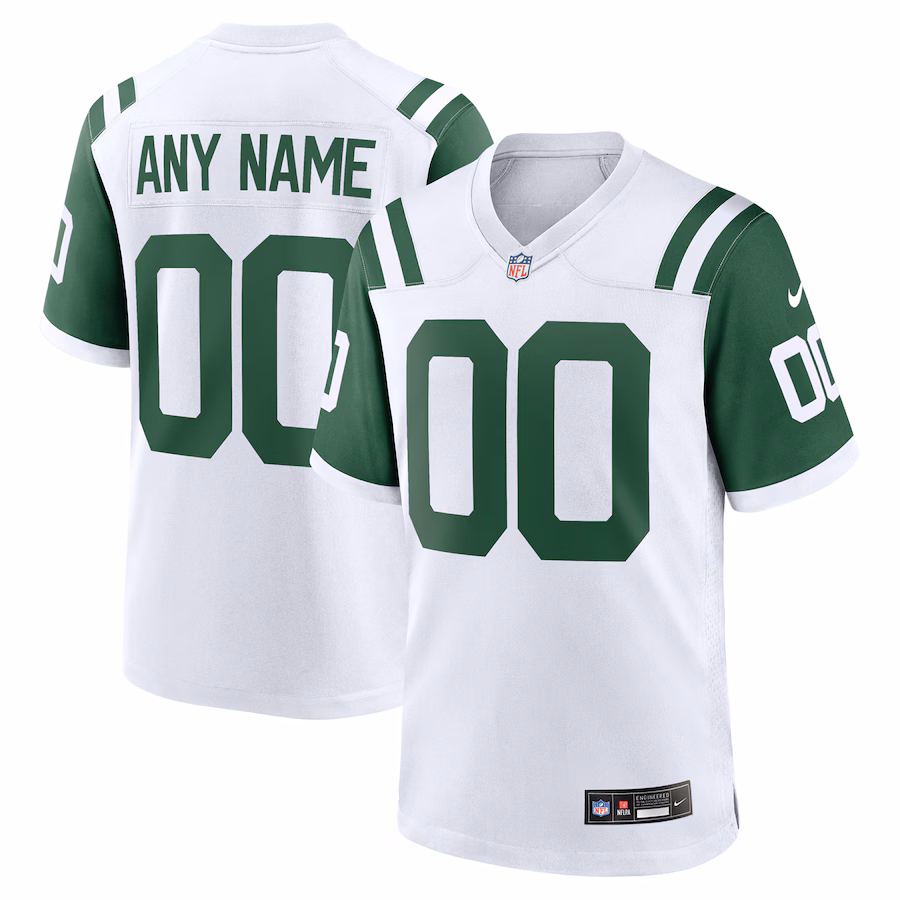 Men's New York Jets  Nike White Classic Alternate Custom Replica Jersey - SUjersey01