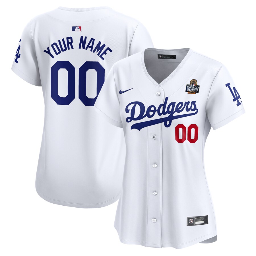 Women's Los Angeles Dodgers Nike White 2024 World Series Home Custom Limited Jersey - SUjersey01