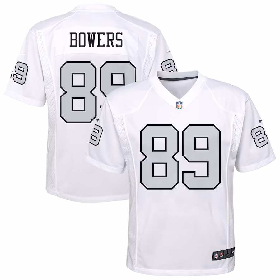 Youth Las Vegas Raiders Brock Bowers Nike White Alternate Game Jersey - SUjersey01