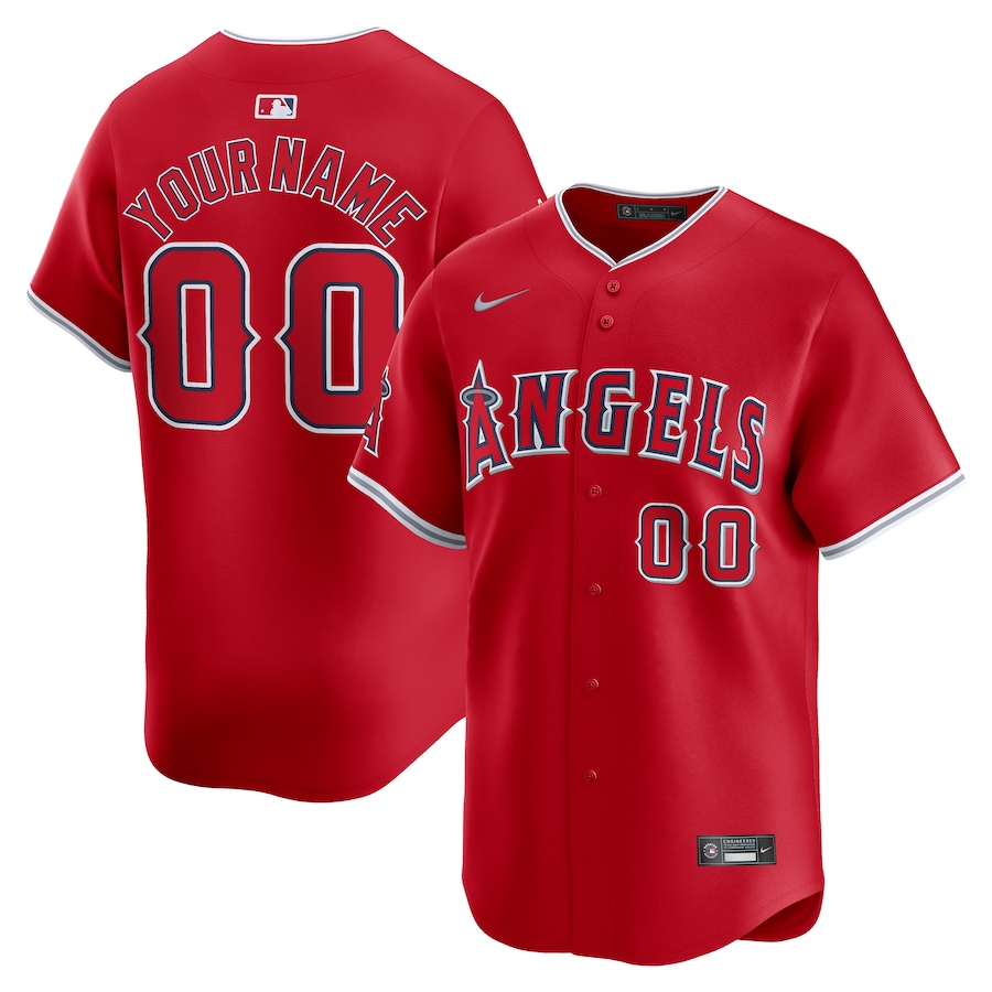 Men's Los Angeles Angels  Nike Red  Alternate Limited Custom Jersey - SUjersey01