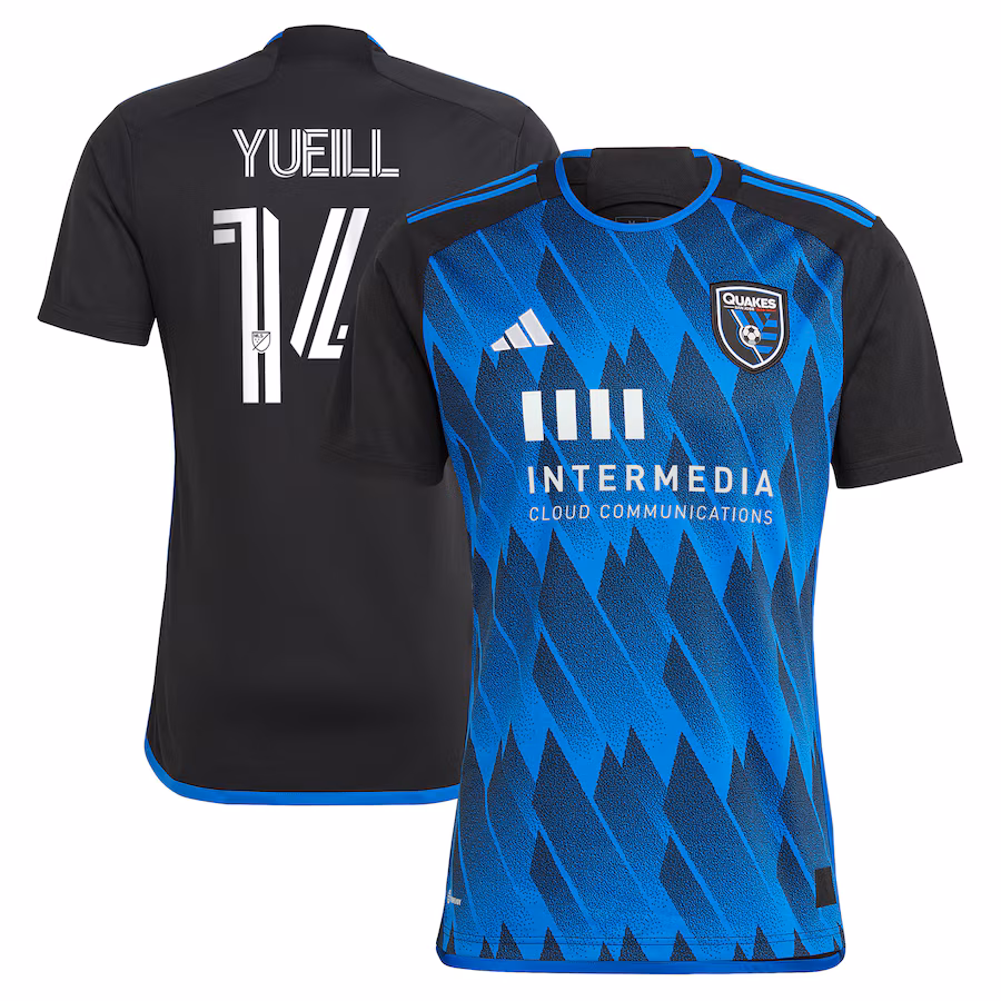 Men's San Jose Earthquakes Jackson Yueill adidas Blue 2024 Active Fault Replica Player Jersey - SUjersey01