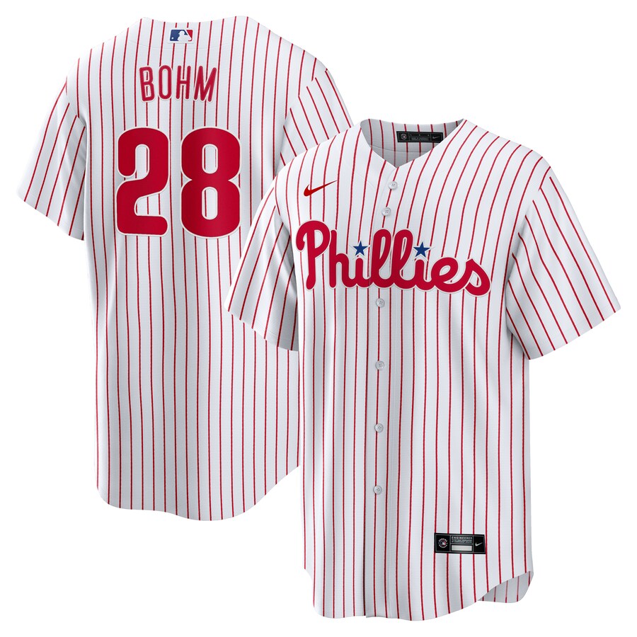 Men's Philadelphia Phillies Alec Bohm Nike White Home Replica Jersey - SUjersey01