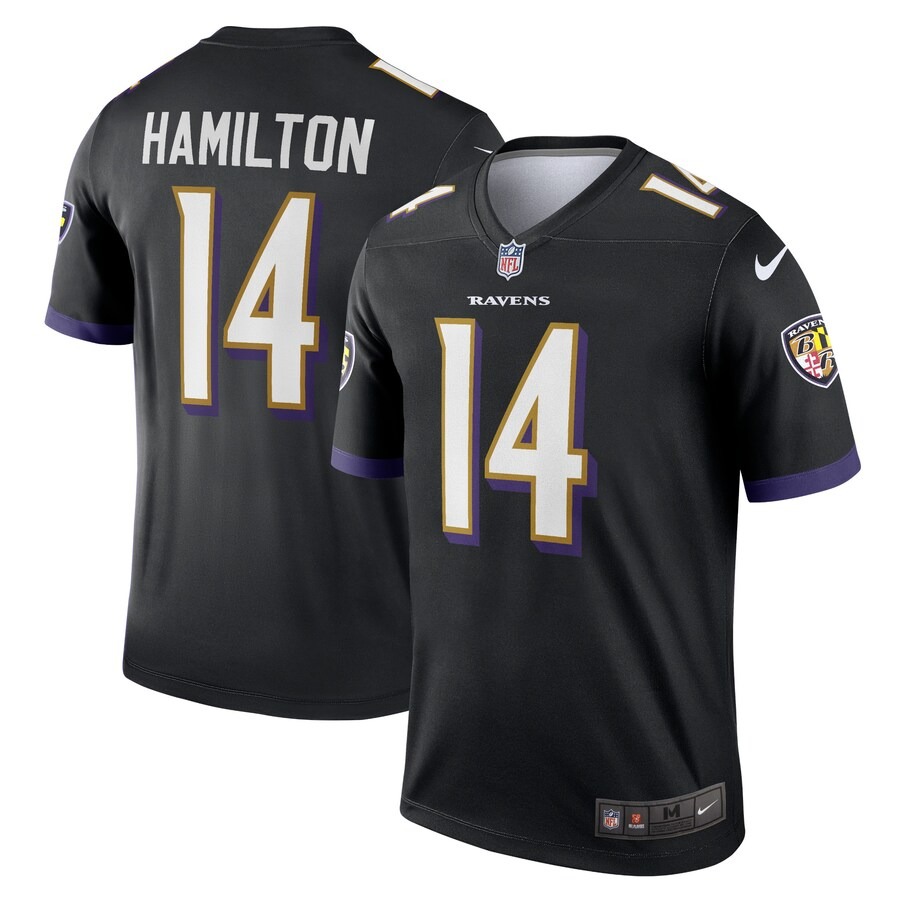 Men's Baltimore Ravens Kyle Hamilton Nike Black Legend Player Performance Top - SUjersey01