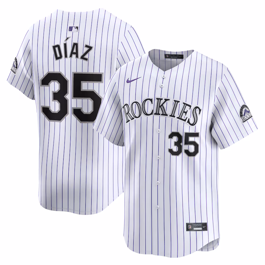 Men's Colorado Rockies Elias Diaz Nike White Home Limited Player Jersey - SUjersey01