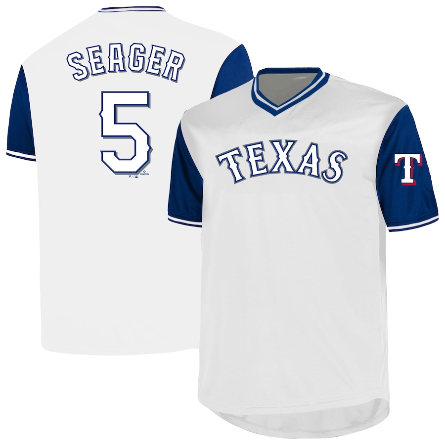 Men's Texas Rangers Corey Seager Profile White Big & Tall Name & Number Birdeye V-Neck T-Shirt - SUjersey01