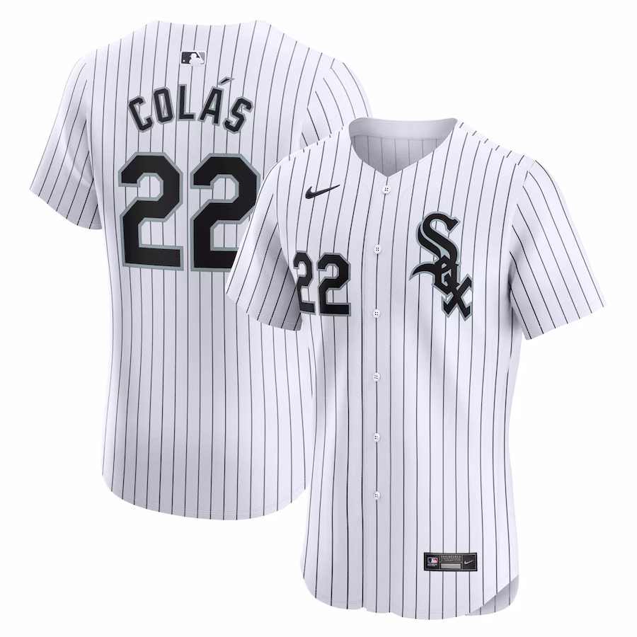 Men's Chicago White Sox Oscar Colas Nike White Home Elite Player Jersey - SUjersey01
