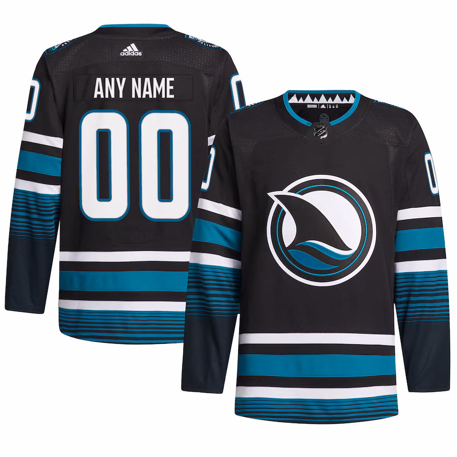 Men's San Jose Sharks adidas Black Alternate Primegreen Authentic Custom Jersey - SUjersey01