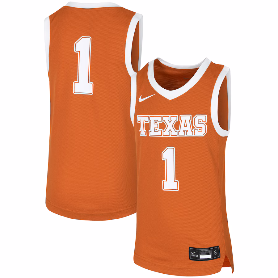 Youth Nike #1 Orange Texas Longhorns Replica Team Basketball Jersey - SUjersey01