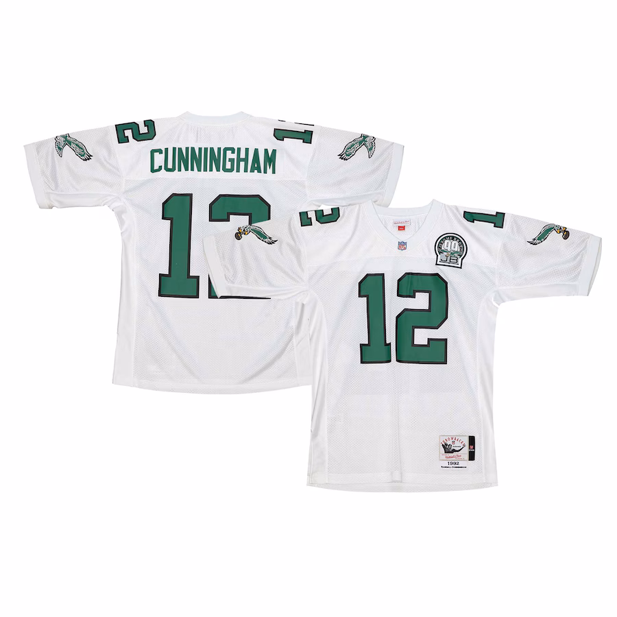 Men's Philadelphia Eagles 1992 Randall Cunningham Mitchell & Ness White Authentic Throwback Retired Player Jersey - SUjersey01