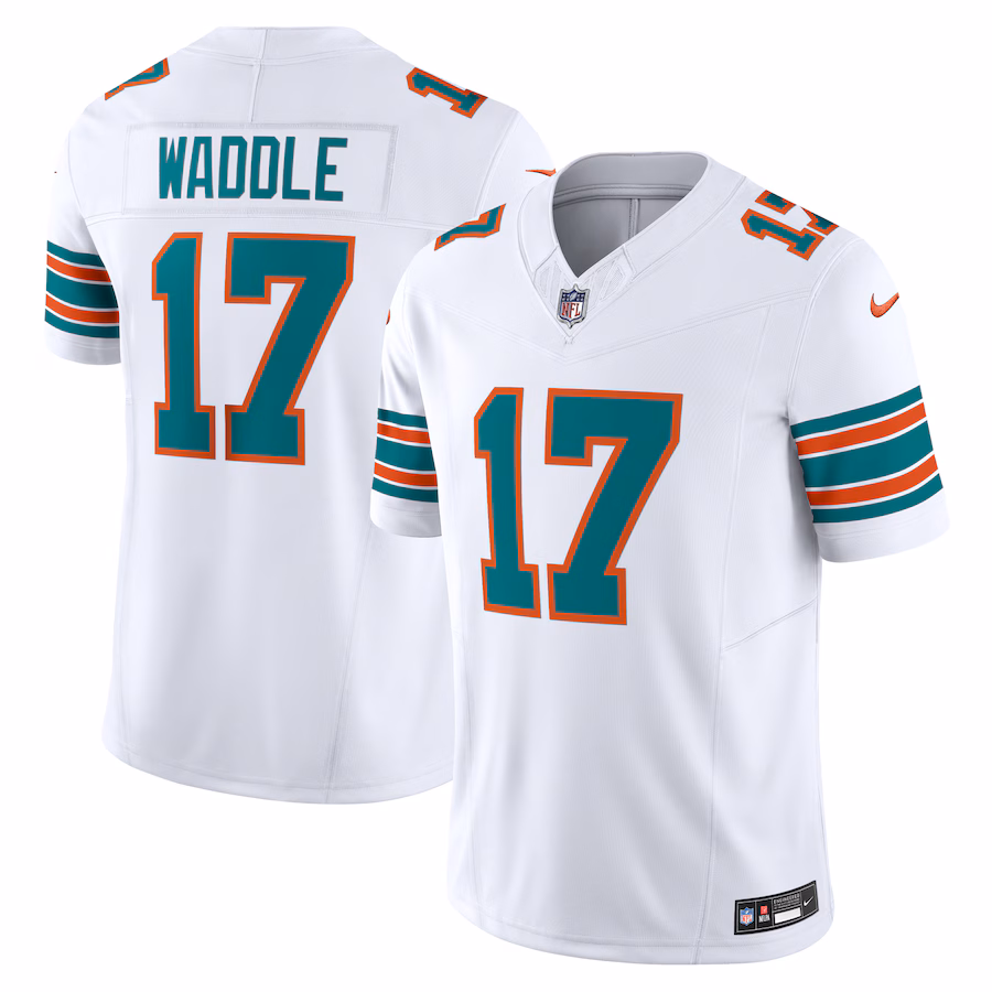 Men's Miami Dolphins Jaylen Waddle Nike White Vapor F.U.S.E. Limited Jersey - SUjersey01