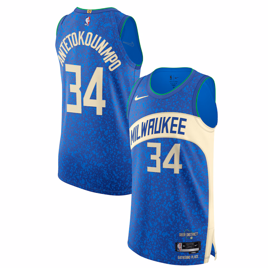 Men's Milwaukee Bucks Giannis Antetokounmpo Nike Blue  Authentic Jersey - City Edition - SUjersey01