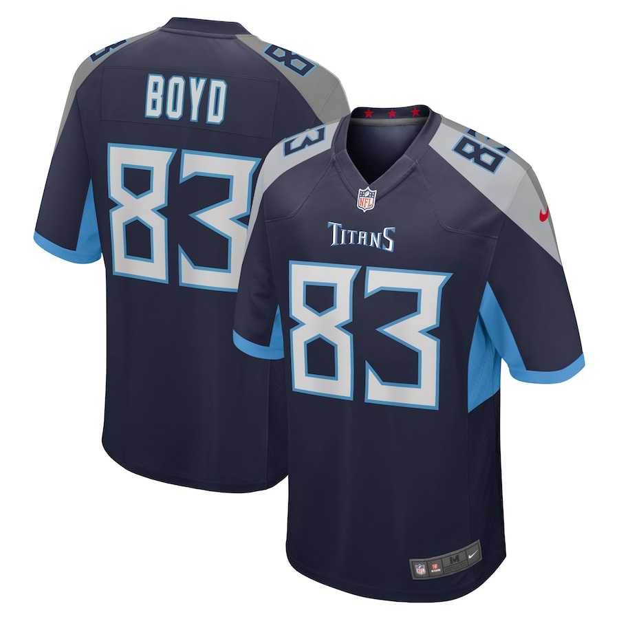 Men's Tennessee Titans Tyler Boyd Nike Navy Game Jersey - SUjersey01