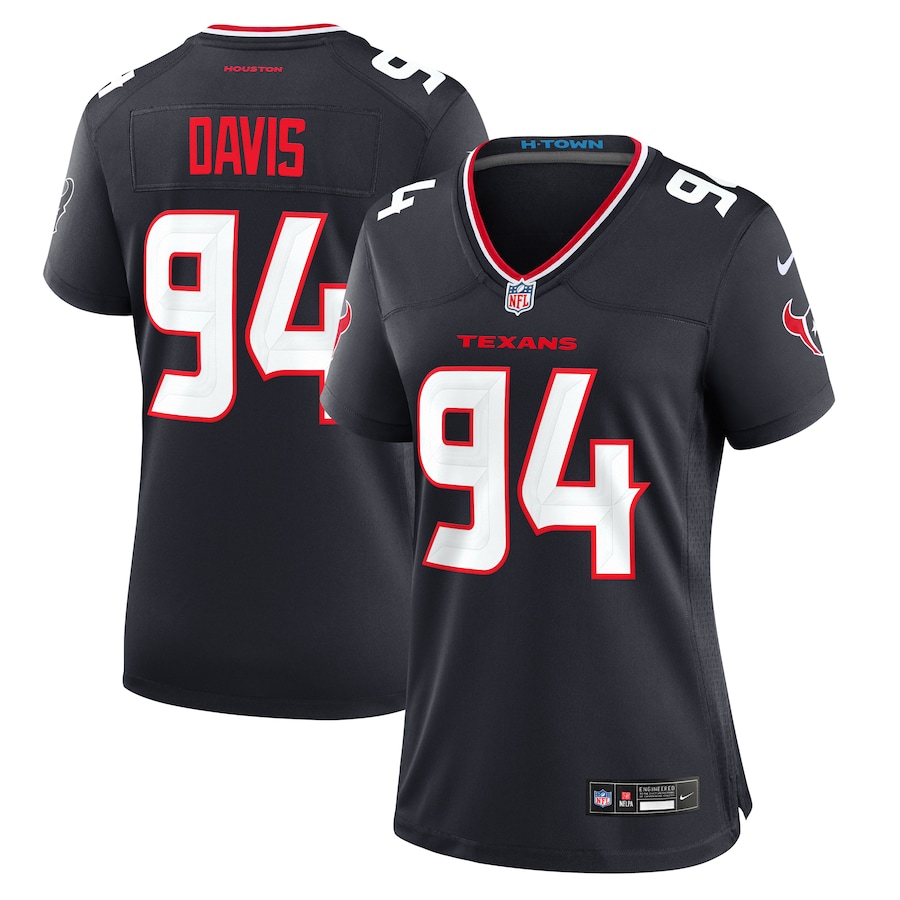 Women's Houston Texans Khalil Davis Nike Navy Team Game Jersey - SUjersey01