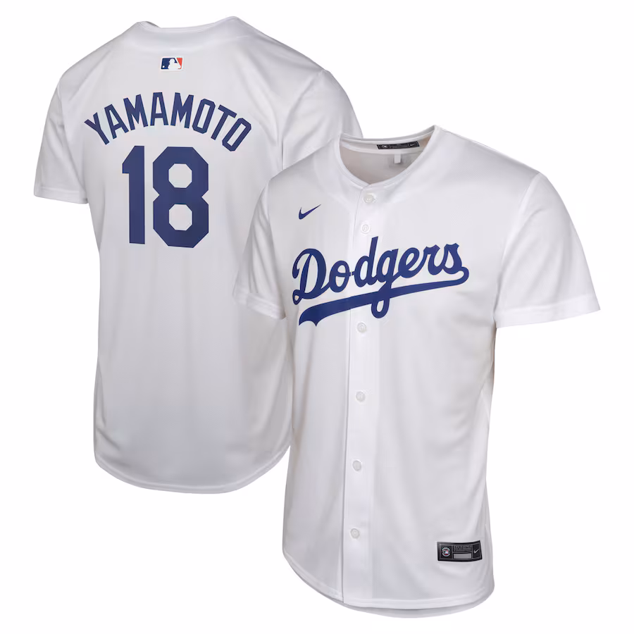 Youth Los Angeles Dodgers Yoshinobu Yamamoto Nike White Home Replica Player Jersey - SUjersey01