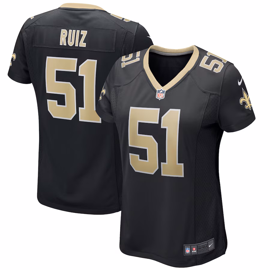 Women's New Orleans Saints Cesar Ruiz Nike Black Game Jersey - SUjersey01