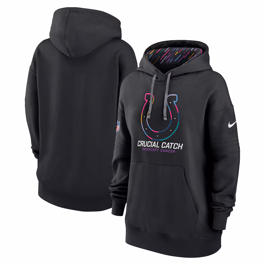 Women's Indianapolis Colts  Nike Black 2024 NFL Crucial Catch Club Pullover Hoodie - SUjersey01