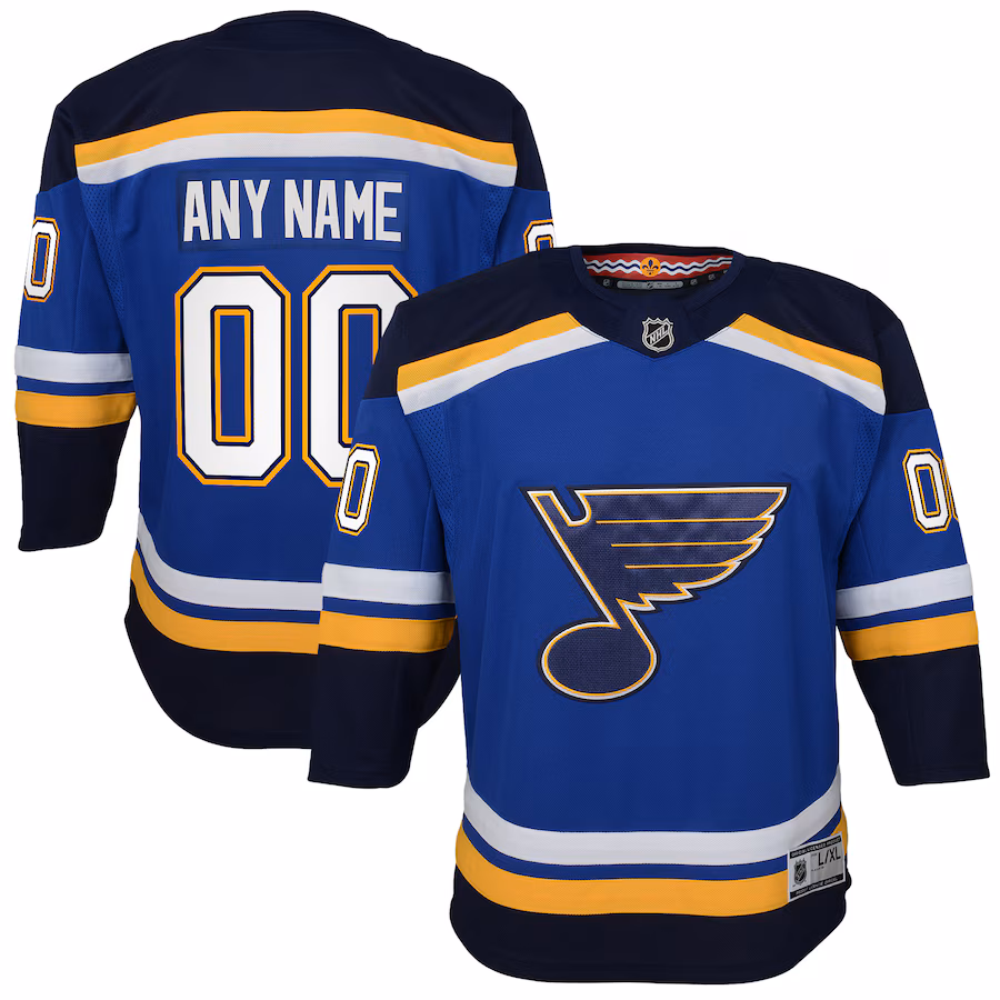 Youth St. Louis Blues Blue Home Premier Custom Jersey - SUjersey01