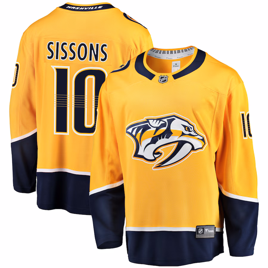 Men's Nashville Predators Colton Sissons Fanatics Gold Breakaway Player Jersey - SUjersey01