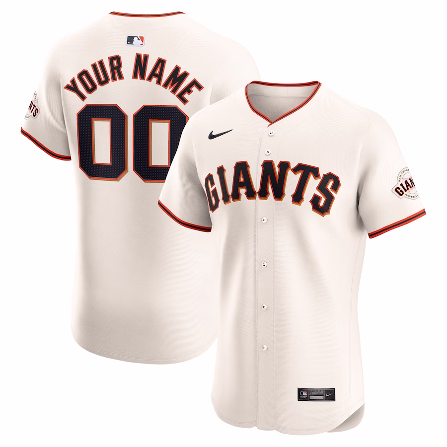 Men's San Francisco Giants Nike Cream Home Elite Custom Jersey - SUjersey01