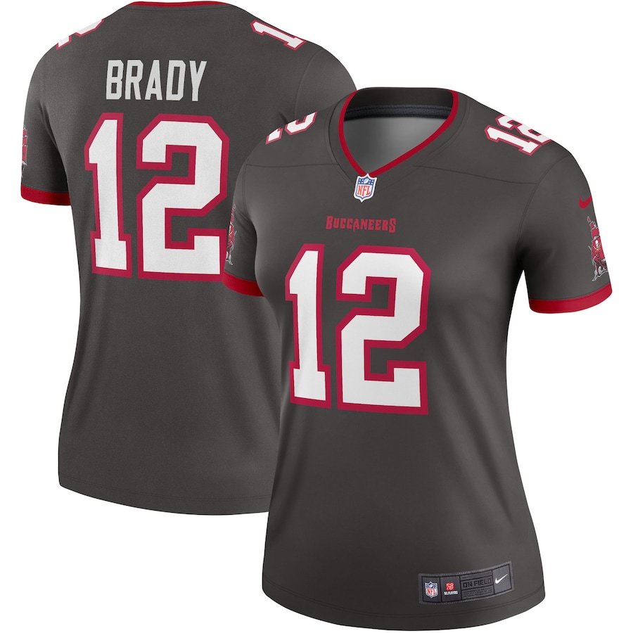 Women's Tampa Bay Buccaneers Tom Brady Nike Pewter Alternate Legend Player Performance Top - SUjersey01