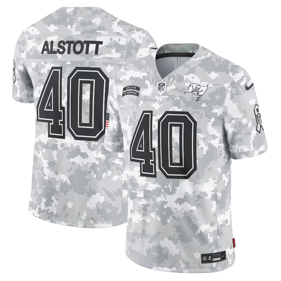Men's Tampa Bay Buccaneers Mike Alstott Nike Arctic Camo 2024 Salute to Service Retired Player Limited Jersey - SUjersey01