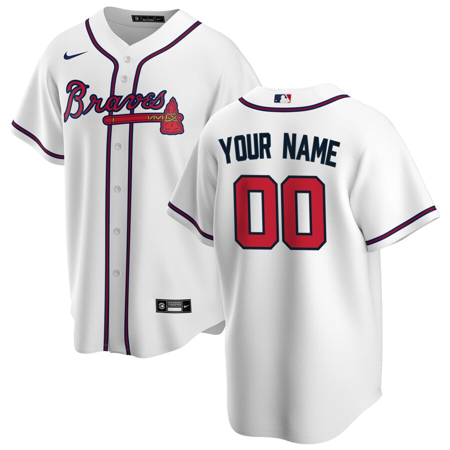 Men's Atlanta Braves Nike White Home Replica Custom Jersey - SUjersey01