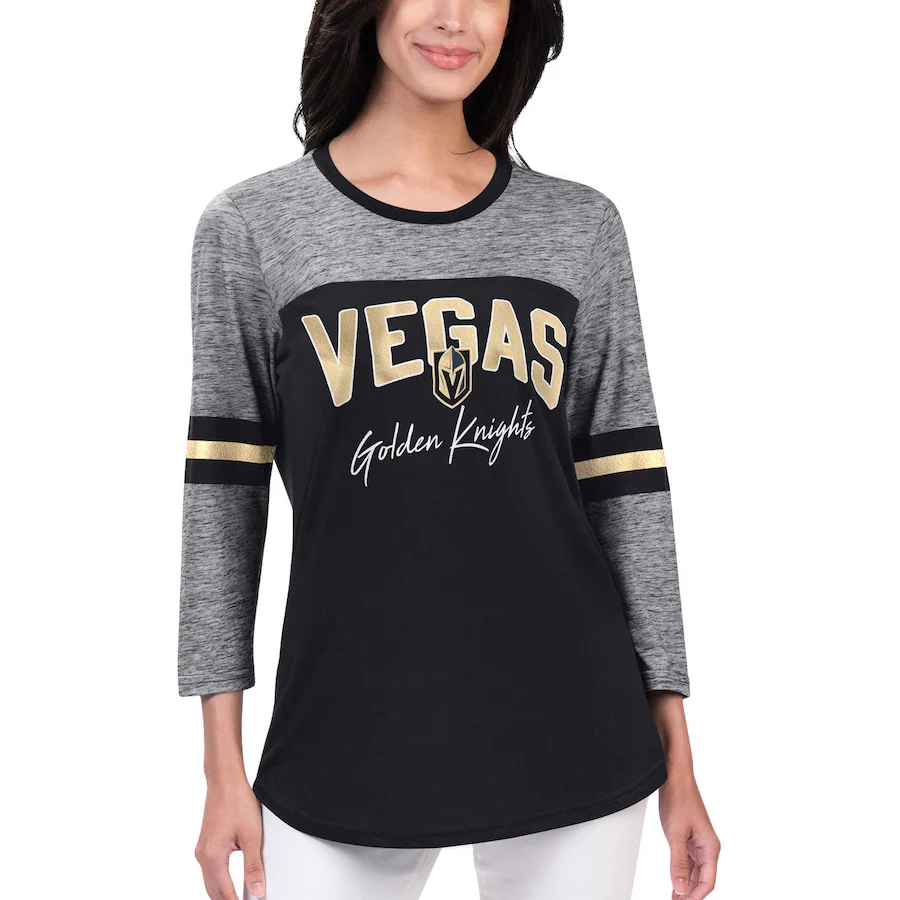 Women's Vegas Golden Knights G-III 4Her by Carl Banks Black Play The Game 3/4-Sleeve T-Shirt - SUjersey01