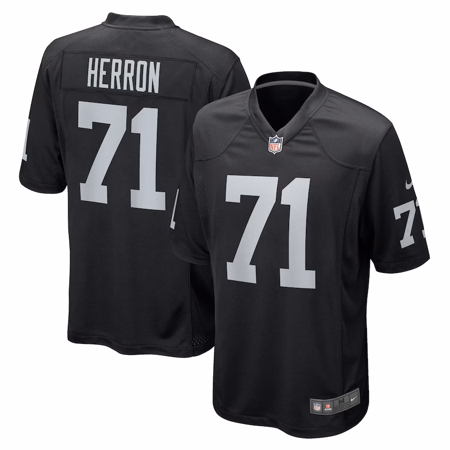 Men's Las Vegas Raiders Justin Herron Nike  Black Team Game Jersey - SUjersey01