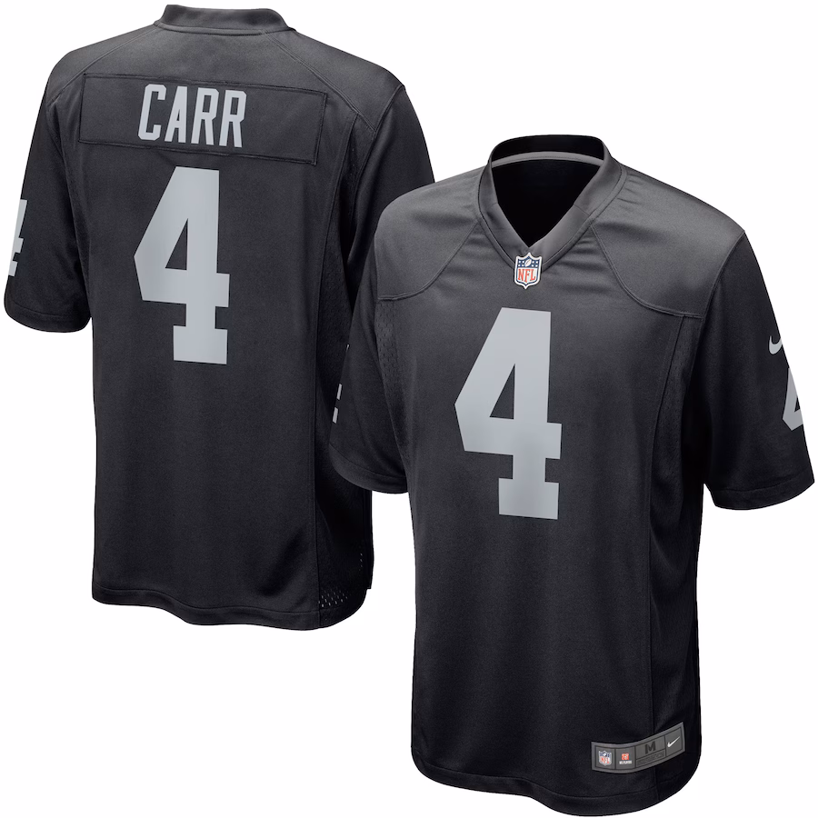 Men's Las Vegas Raiders Derek Carr Nike Black Game Player Jersey - SUjersey01