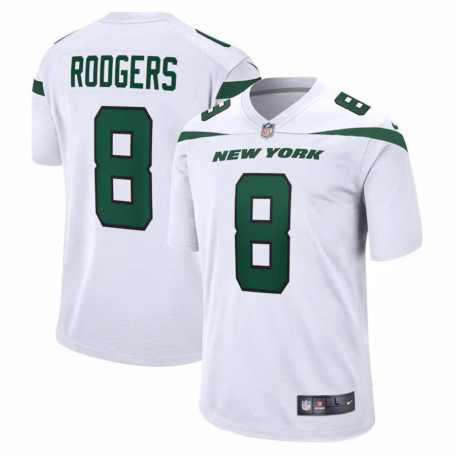 Men's New York Jets Aaron Rodgers Nike White Game Jersey - SUjersey01