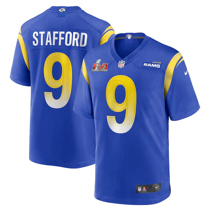 Men's Los Angeles Rams Matthew Stafford Nike Royal Super Bowl LVI Game Patch Jersey - SUjersey01