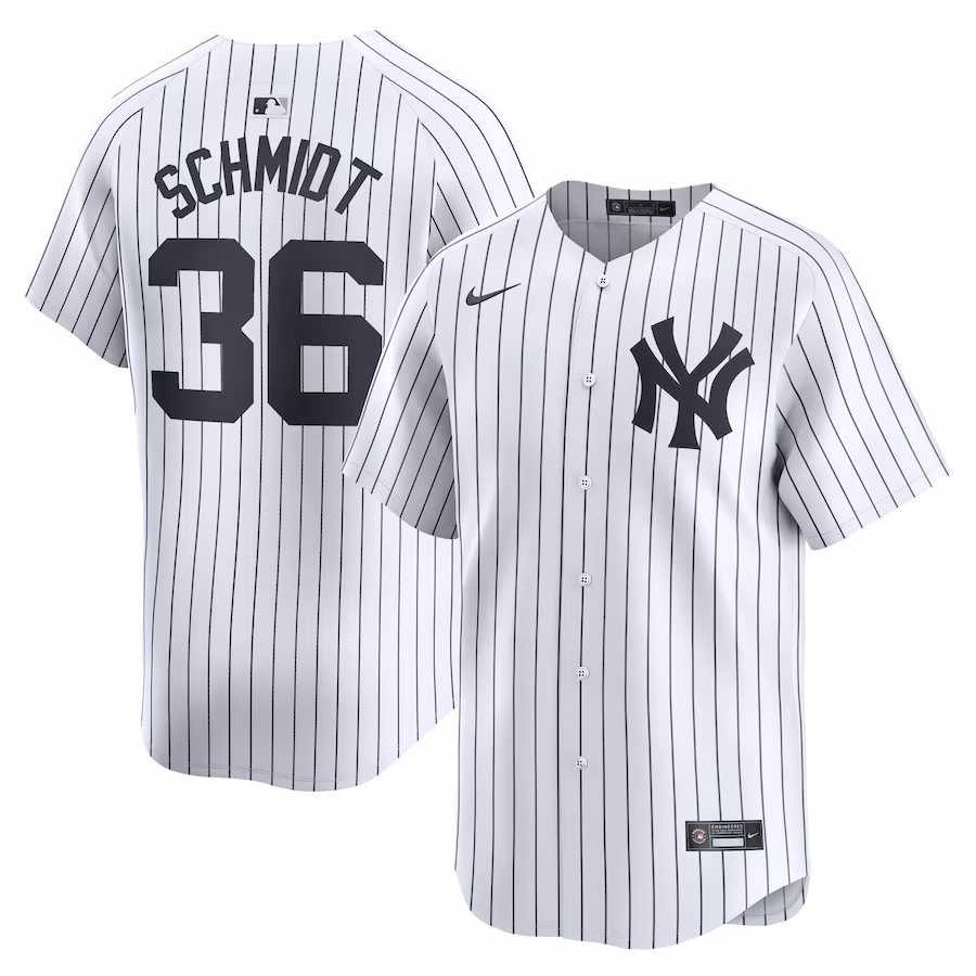 Men's New York Yankees Clarke Schmidt Nike White Home Limited Player Jersey - SUjersey01