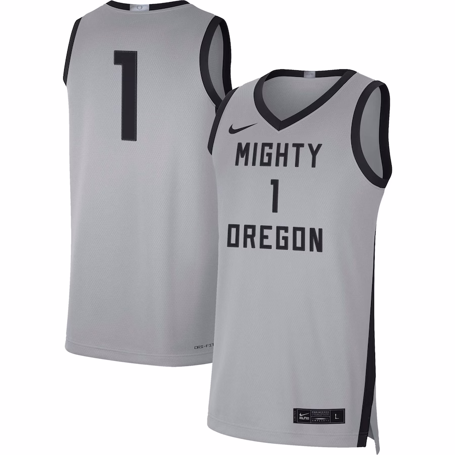 #1 Oregon Ducks Nike Limited Basketball Jersey - Gray/Black - SUjersey01