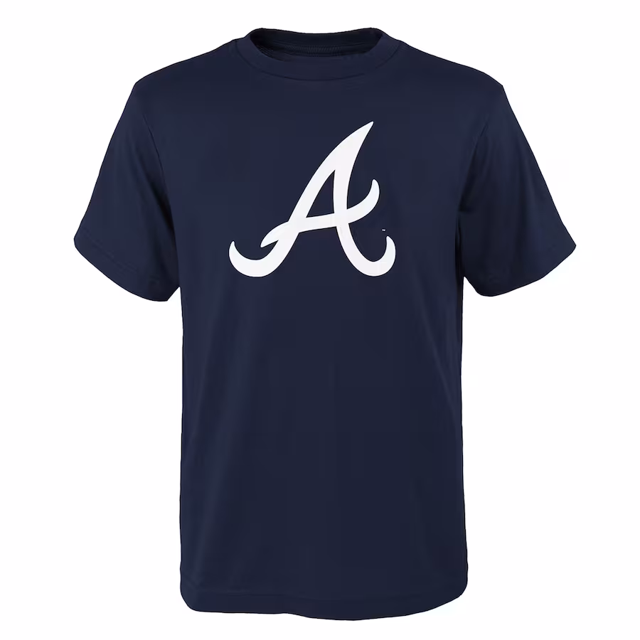 Youth Atlanta Braves Navy Logo Primary Team T-Shirt - SUjersey01