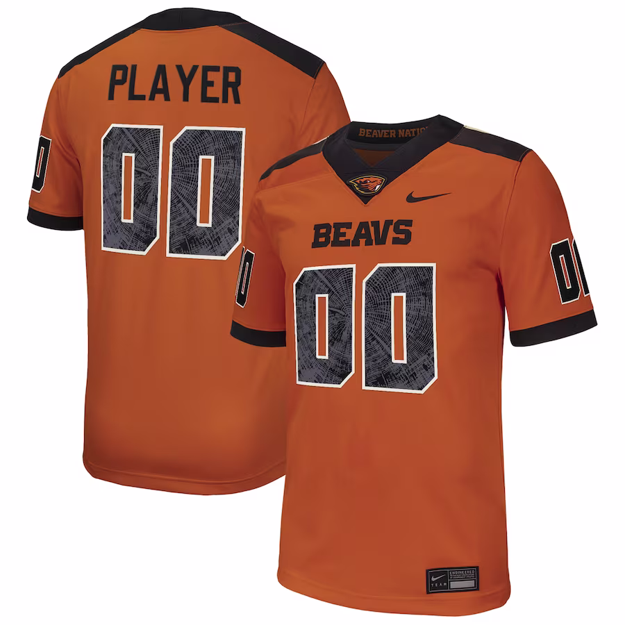 Oregon State Beavers Nike Pick-A-Player NIL Football Game Jersey - Orange - SUjersey01