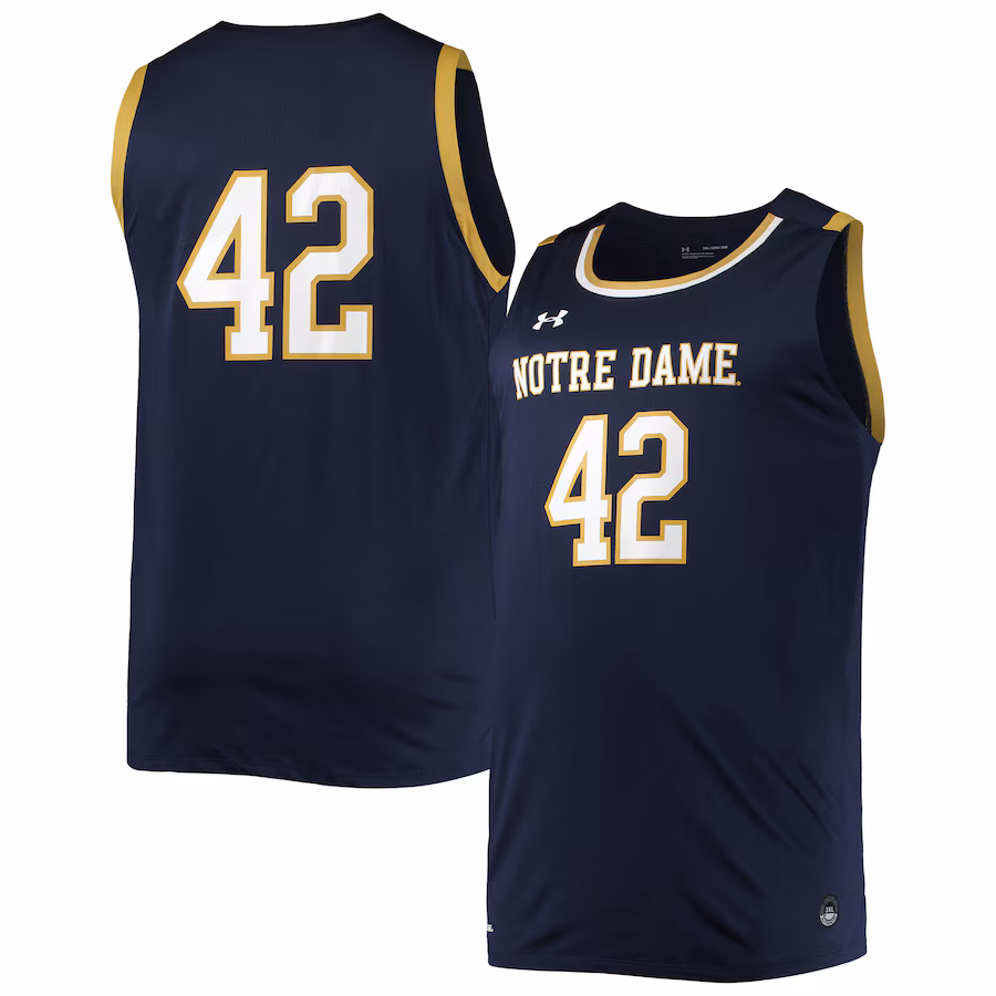 Men's Under Armour #42 Navy Notre Dame Fighting Irish Replica Basketball Jersey - SUjersey01