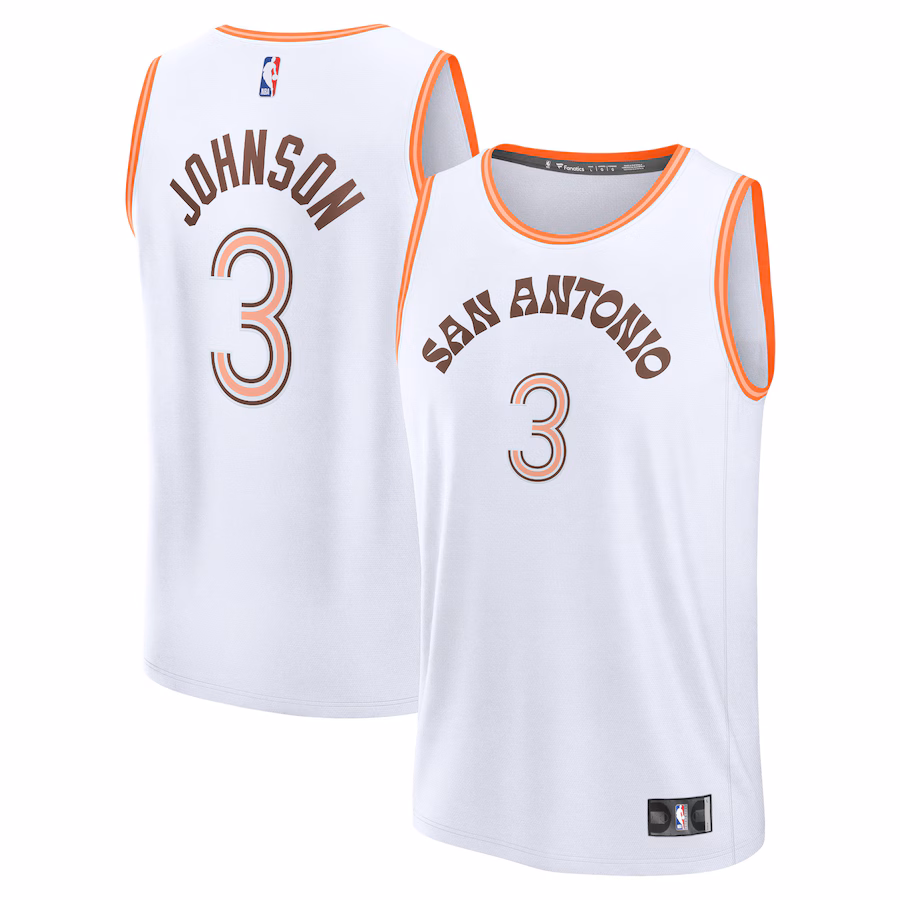 Men's San Antonio Spurs Keldon Johnson Fanatics White Fast Break Jersey - City Edition - SUjersey01