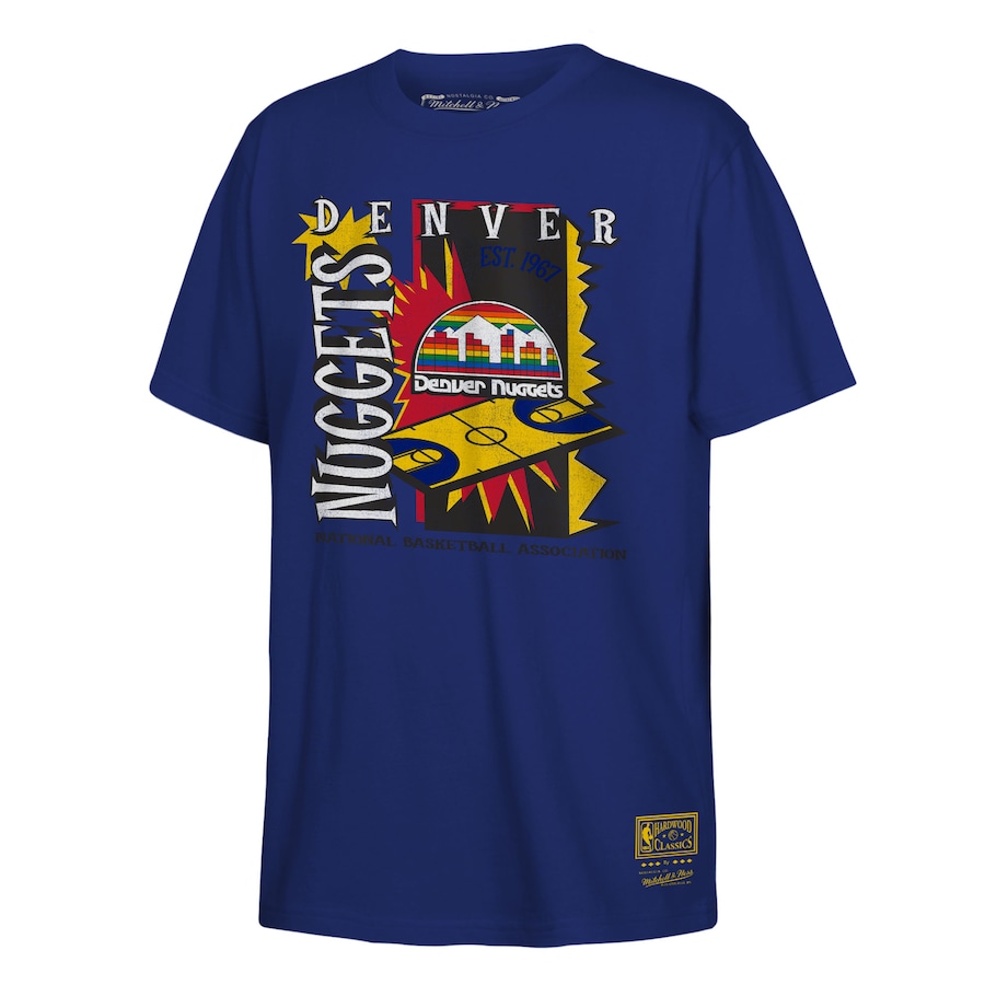 Youth Denver Nuggets Mitchell & Ness Royal Retro '90s Poster T-Shirt - SUjersey01